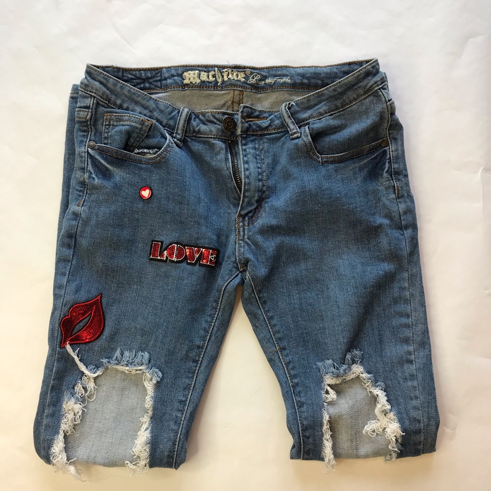 Machine Women's Distressed Skinny Jeans 31 Cotton